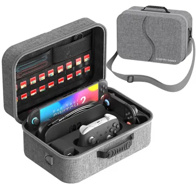 Image de Housse de transport portable pour Nintendo Switch, 2 manettes et accessoires - Gris