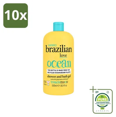 Imagen del producto de 10 unidades de gel de ducha y baño "Brazilian Love" de Treaclemoon - 500 ml - Pack grande