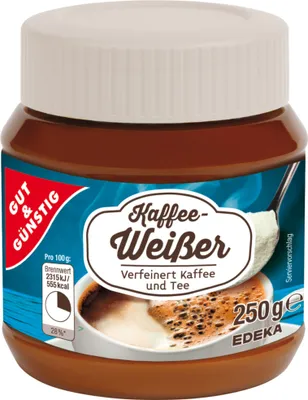 Produktbild von Gut & Günstig Kaffeeweißer verfeinert Kaffee und Tee 12er Pack (12x250g Dose) + usy Block