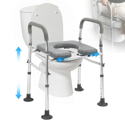 Produktbild von TWSOUL Hygienehocker Erhöhter Toilettensitz mit Griffen – Höhen- & Breitenverstellbar Komfortabler WC-Sitz für Senioren, Schwangere & Gehbehinderte