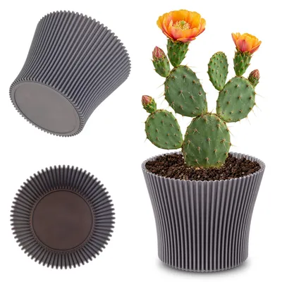 Produktbild von KADAX Blumentopf Blumentopf 11cm Pflanzenabdeckung Blumenständer Kunststoff Grau