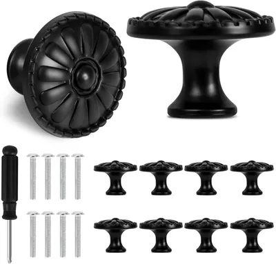 Productafbeelding van Vintage Kastknoppen 8 Stuks - Meubelknoppen met Bloemen Motief voor Kasten en Lades