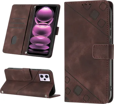 Produktbild von Hülle für Xiaomi Redmi Note 12 Pro Prägung Flip Leder Brieftasche Schutzhülle mit Ständer Braun