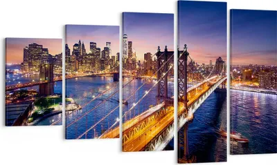 Produktbild von Bild auf Leinwand - Leinwandbild - Usa amerika new york manhattan - 100x60cm - Wand Bild - Wanddeko - Leinwanddruck - Bilder - Kunstdruck - Wanddekoration - Leinwand bilder - Wandkunst - EG100x60-2820
