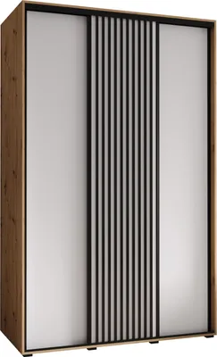 Produktbild von MEBLE KRYSPOL Lanko 1 Schrank mit 3 Schiebetüren  - 235,2x150x60 cm - Artisan Weiß Schwarz