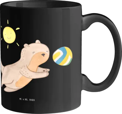 Produktbild von Mr. & Mrs. Panda Tasse Sommer Meer Strand - Schwarz - Geschenk, Küste, Teetasse, Pott, Küstenurlaub, Sommerferien, Inspiration, Kaffeetasse, schöne, Abschiedsgeschenk