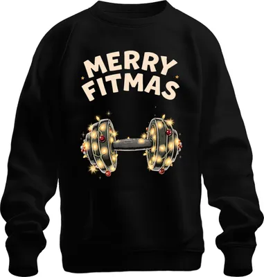 Produktbild von Merry Fitmas Hantel Fitness Weihnachten Geschenk Lustig Uni Sweatshirt Pullover, Schwarz, S