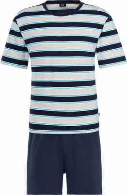 Produktbild von H.I.S. Pyjama 2 -teilig navy, beige-navy-hellblau-gestreift Größe 48/50