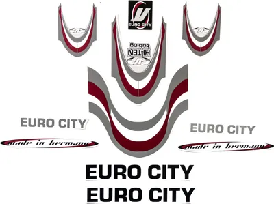 Produktbild von Fahrrad DEKOR Satz Aufkleber Rahmen Sticker EURO CITY rot weiß grau