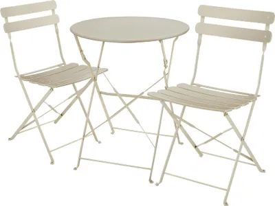 Image de Ensemble table et chaises bistrot Frieda, pliable pour 2 personnes - crème
