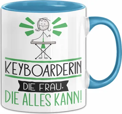 Produktbild von Keyboarderin Geschenk Tasse Becher Die Frau Die Allen Kann Geschenkidee für eine Keyboarderin Lustig (Blau)