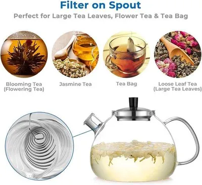 Produktbild von Famanu Teekanne 1500ml mit Teekannenwärmer und Teefiltern - Silber