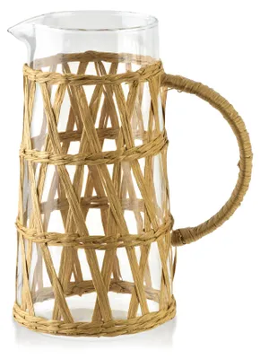 Produktbild von Krug Glas MODERN KITCHEN Boho-Geflecht 10x8x19,5 cm Transparent/Natur 1 Stück