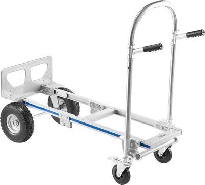 Immagine prodotto di Carrello a mano 2 in 1, capacità di carico di 453,6 kg in modalità a 4 ruote, carrello a mano convertibile con maniglia e ruote antiscivolo, carrello portatile per traslochi domestici, ufficio, magazzino, supermercato