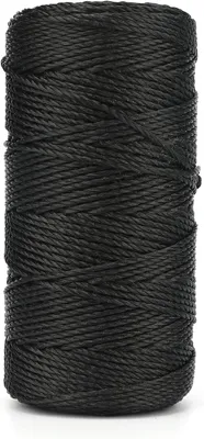 Productafbeelding van Zwart nylon koord 2 mm, 130 m tuinkoord, zwart paksnoer, weerbestendig, scheurvast koord, voor tuinieren, ondersteunen van planten, knutselen