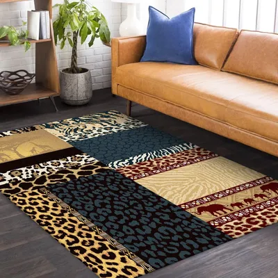 Image de Tapis à poils courts, dimensions 80 x 150 cm, motif léopard