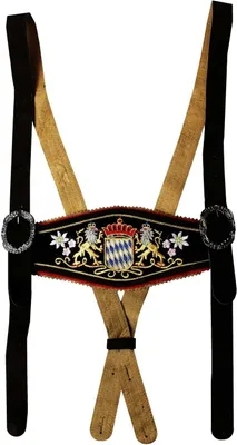 Produktbild von Hosenträger für Trachten Lederhosen mit Bayerischem Wappen-stickerei, Farbe:Schwarz