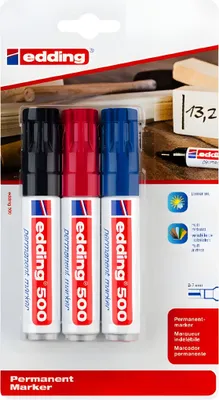 Immagine prodotto di edding 500 pennarelli permanenti assortiti (confezione blister da 3)