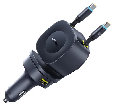 Image de Chargeur de voiture Baseus Primetrip Vr2 Max 60W avec câbles USB-C rétractables - Noir