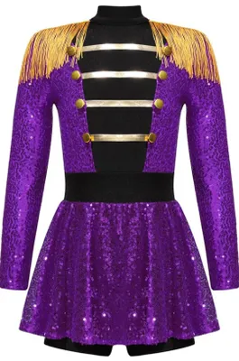 Produktbild von Glitzerndes Zirkusdirektorin Kostüm für Mädchen Gr. 110-116 Cm – Langarm Pailletten-Body | Perfekt für Halloween, Karneval & Motto-Partys