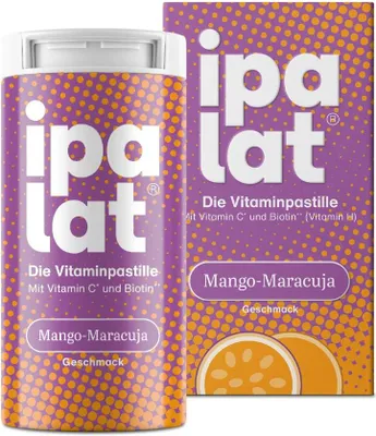 Produktbild von ipalat Vitaminpastillen Mango-Maracuja: Für Abwehrkräfte und Schleimhäute, 40 St. Pastillen