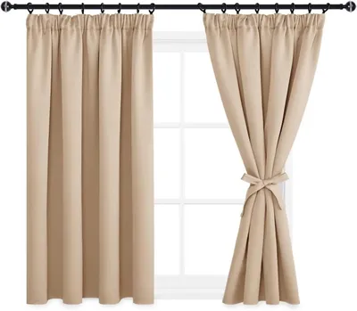 Produktbild von Verdunkelungsvorhänge mit Kräuselband 140 x 145 cm, beige, 2 Stück, Thermovorhang, für Schlafzimmer
