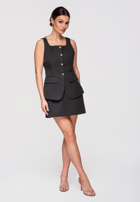 Produktbild von LARICA Mini Kleid tailliert Knopfverschluss Elegant Damen LA-OM-DLR300 black M
