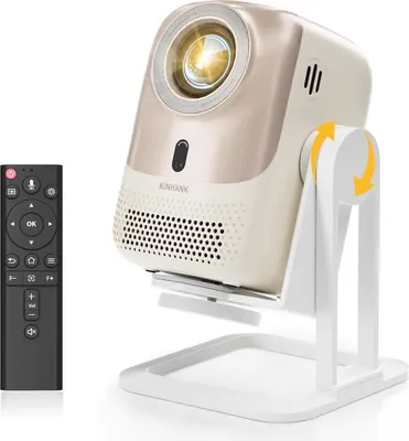 Produktbild von Mini Projector 4K 1080p Full HD, Android OS, 360 ° Rotatable Smart Projector, 450 ANSI, WiFi6/BT5.2, Auto Focus & Keystone, tragbares Filmhaus