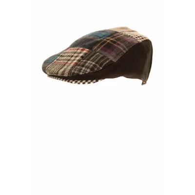 Obrázek produktu pro Pánská zimní čepice / čepice s kšiltem, obsah vlny, patchworkový vzor HA254 (58 cm) (černá)