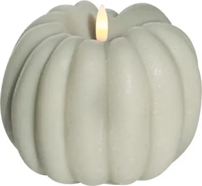 Produktbild von LED Kerze Kürbis Lafiora Lichtfarbe warmweiß Ø 13,7 cm H 11,5 cm weiß inkl. 6 Stunden Timer