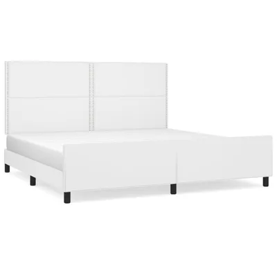 Produktbild von vidaXL Bettgestell mit Kopfteil Weiß 200x200 cm Kunstleder