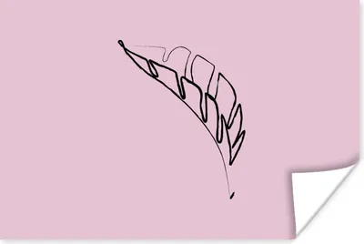 Produktbild von MuchoWow® Poster Blatt - Strichzeichnung - Rosa 180x120 cm - Fotoplakat