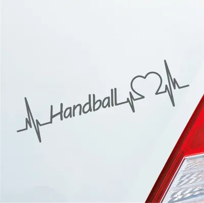 Produktbild von Auto Aufkleber Handball Herzschlag Ballsport Halle Hände Sport Liebe 19x5 cm Grau Sticker Heckscheibenaufkleber