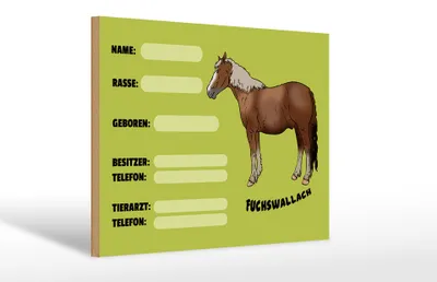 Produktbild von Holzschild Pferd 30x20cm Fuchswallach Name Besitzer Rasse
