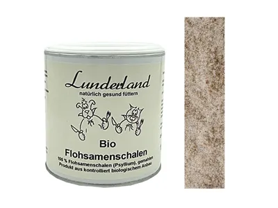 Produktbild von Lunderland BIO Flohsamenschalen 350g / 100% Bio Flohsamenschalen gemahlen Einzelfuttermittel für Hunde und Katzen
