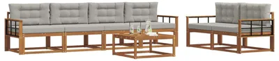 Produktbild von vidaXL Outdoor-Sofagarnitur 7 pcs Natürlich und Hellgrau