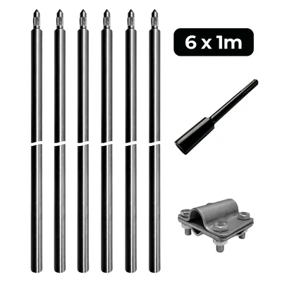 Produktbild von Tiefenerder Edelstahl V4A SET 6x1000mm 20mm durchmesser Inklusive SDS-Max & Kreuzverbinder