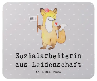 Produktbild von Mr. & Mrs. Panda Mauspad Sozialarbeiterin Leidenschaft - Grau Pastell - Geschenk, computer mousepad, pc, Mouse Pad, mausunterlage