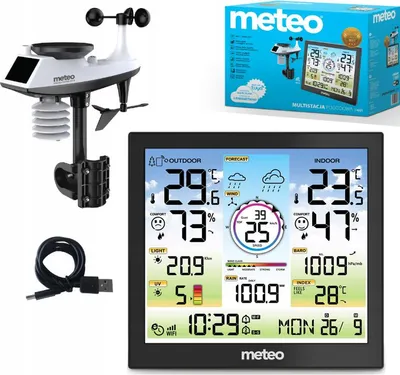 Zdjęcie produktu dla Meteo Bezprzewodowa Stacja Pogody Pogodowa Pogodynka Higrometr Barometr Wifi 6W1