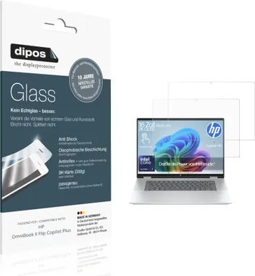 Produktbild von 2x Schutzfolie für HP OmniBook X Flip Copilot Plus matt - Anti-Shock 9H Folie dipos Glass Kunststoffglas