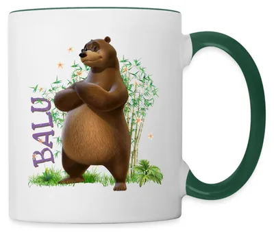 Produktbild von Spreadshirt Das Dschungelbuch Balu Tasse Zweifarbig, One size, Weiß/Dunkelgrün