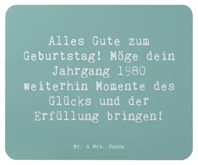Produktbild von Mr. & Mrs. Panda Mouse Pad Spruch 1980 Geburtstag - Meeresbrise - Geschenk, handgefertigte Geschenke, Geburtstagsgeschenk, Alter, laptop mauspad, liebevolle, feiern, pc