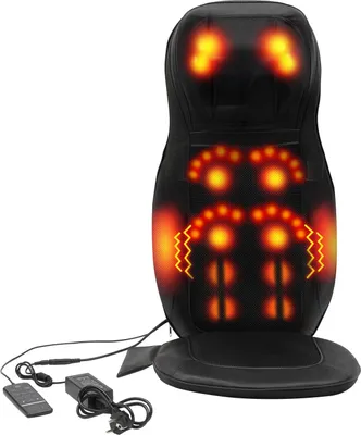Immagine prodotto di Cuscino massaggiante - Coprisedile massaggiante - 48 W - 220 V - Per divano, poltrona, sedia da ufficio - Zona lombare - Nero