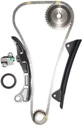 A car engine timing chain kit on a white background.