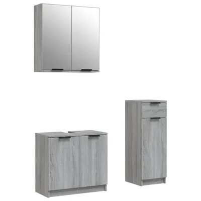 Produktbild von 3-tlg. Badmöbel-Set Grau Sonoma Holzwerkstoff