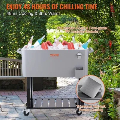 Produktbild von Kühlbox 80QT 75,7L Grau Stahl Rollbar