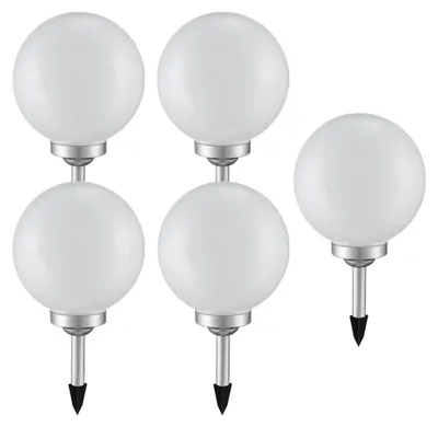 Produktbild von 5x LED Solarleuchte, Kugel weiß, DM 20 cm, H 62 cm