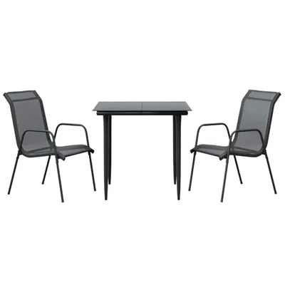 Image de vidaXL Ensemble de jardin 3 pièces noir acier et textilène