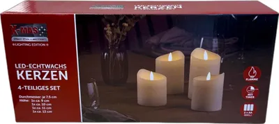 Produktbild von X-Mas Art Collection Kerzen LED Echtwachs 4tlg. Set mit Timer creme 613-402218