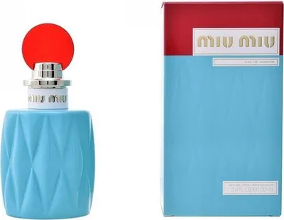 A perfume bottle and its packaging are displayed side-by-side against a white background.